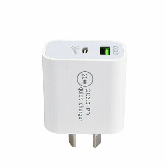 Wall Charger Fast PD Power Adapter DUAL USB Type C QC3.0 For Android iPhone iPad